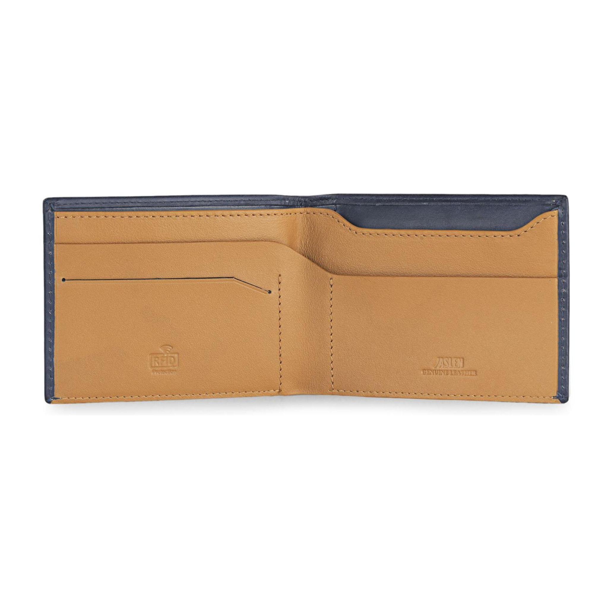 Cartera Hombre Piel Jaslen Lyon Azul Marino-Camel