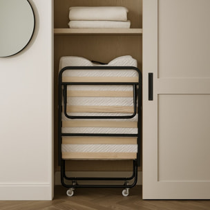 Lit d’appoint pliant à roulettes avec matelas