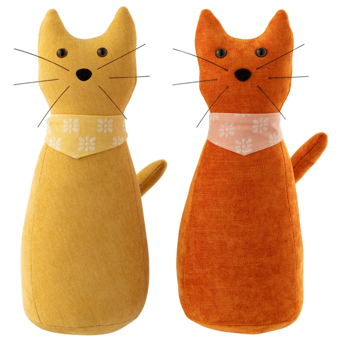 J-Line Cale-porte Chat + Foulard - polyester - jaune chaud/orange foncé - 2 pièces