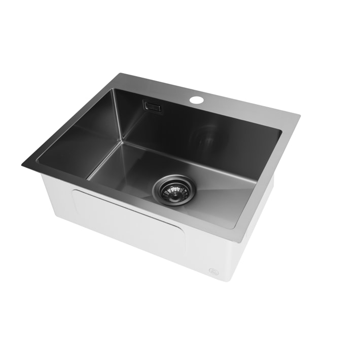 Timeless Évier de cuisine encastrable inox 304, 1 bac, 55x45x21 cm, Gun Metal brossé PVD