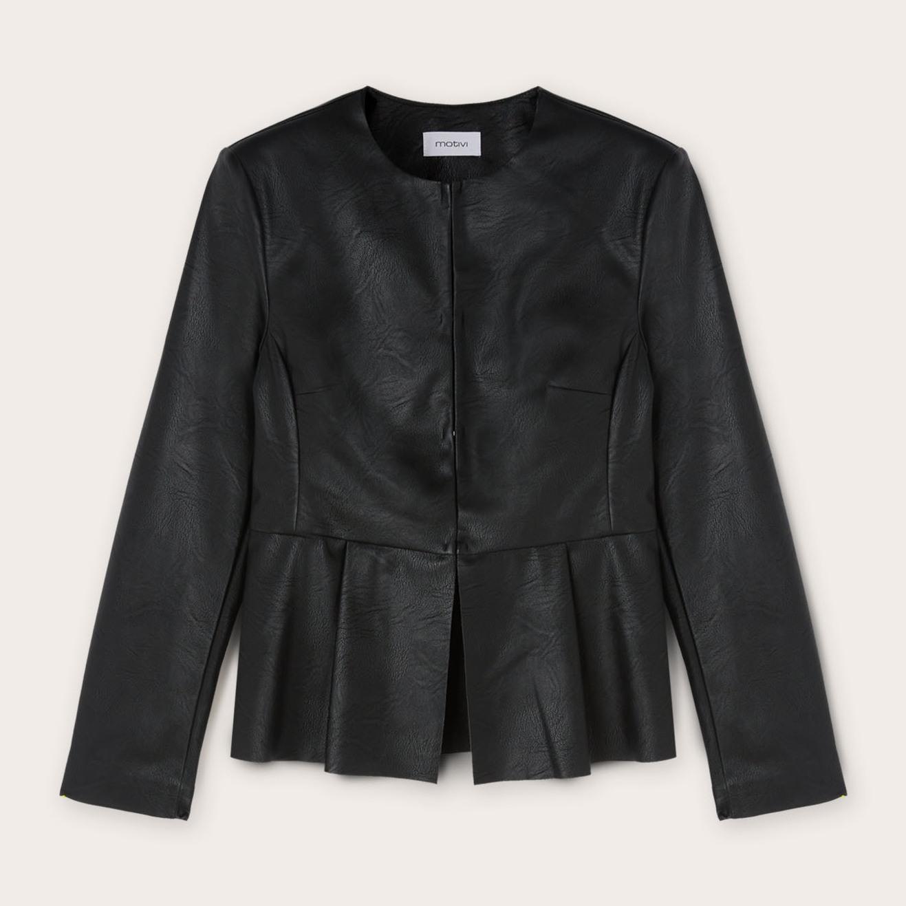 Motivi - Cazadora peplum de piel sintética - Negro