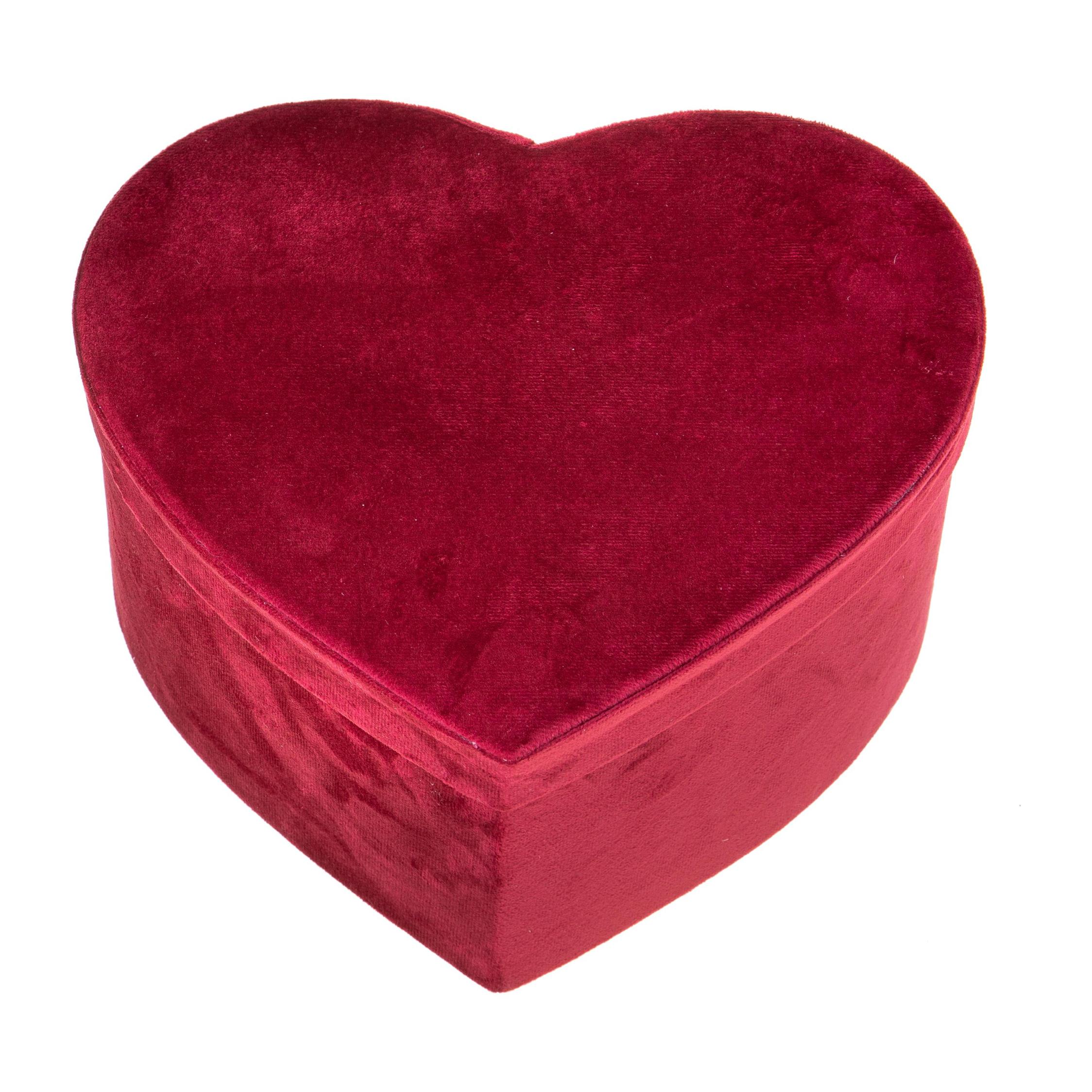 Scatola A Forma Di Cuore In Velluto. Dimensioni 27X23X5X14X Cm - Pezzi 2 - 27X14X23,5cm - Colore: Rosso - Bianchi Dino - Decorazioni Varie