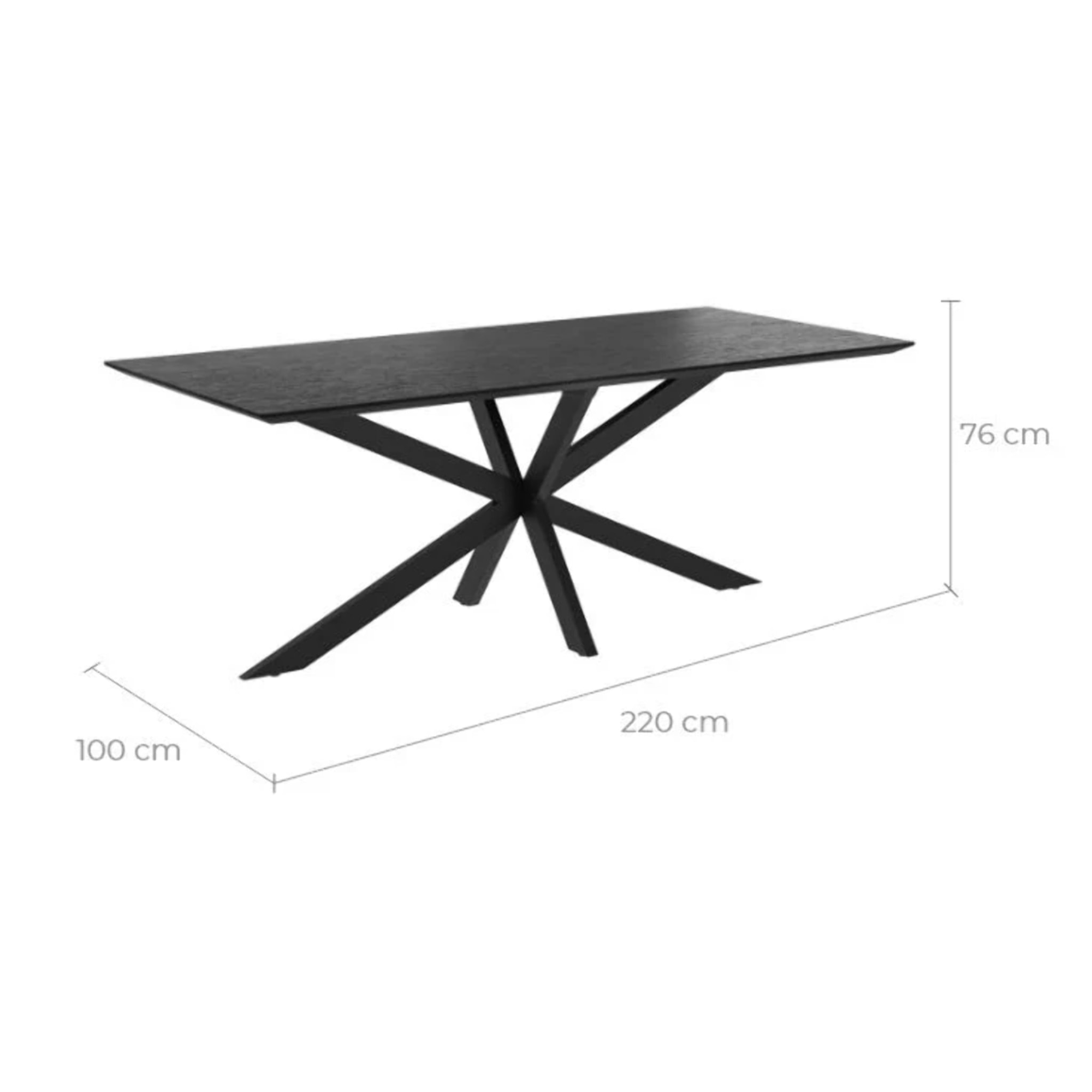 Table rectangulaire 8 personnes en bois de teck recyclé noir 220 cm - Marvel