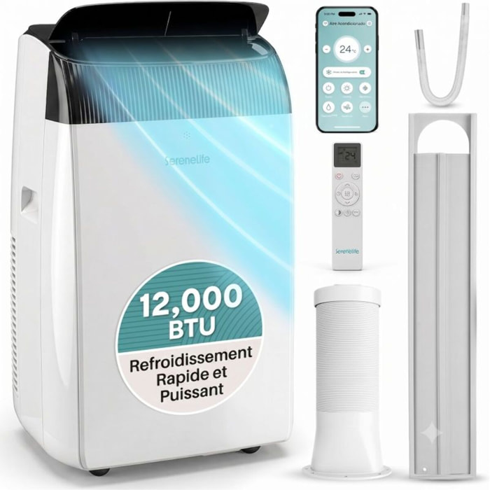 Climatiseur Mobile Wifi Classe A Blanc 12000BTU Serenelife SLPACW120EU