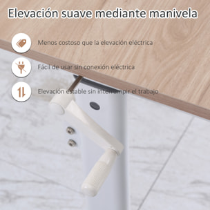 Escritorio de Pie 120x60x72-117 cm con Altura Ajustable Manual con Manivela Mesa para Ordenador para Oficina Estudio Salón Estilo Racing Carga 150 kg Natural