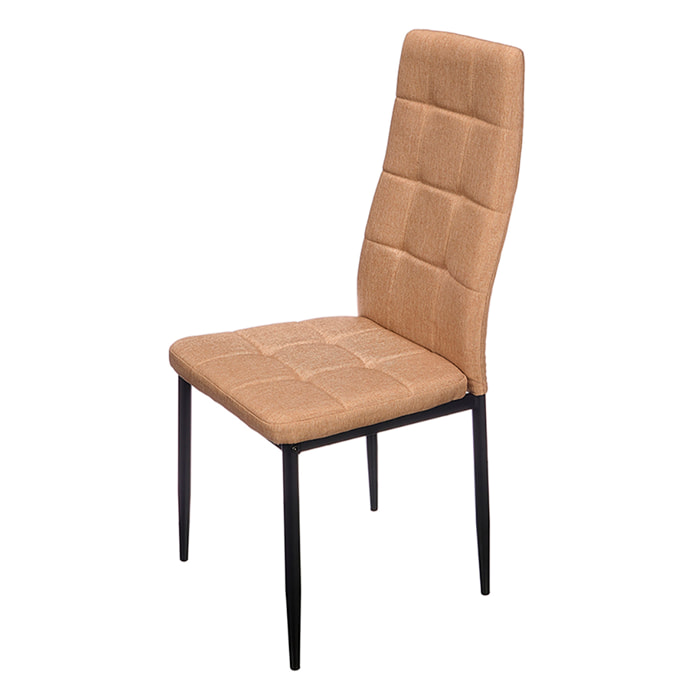 Pack 4 sillas con respaldo alto de loneta en color beige.