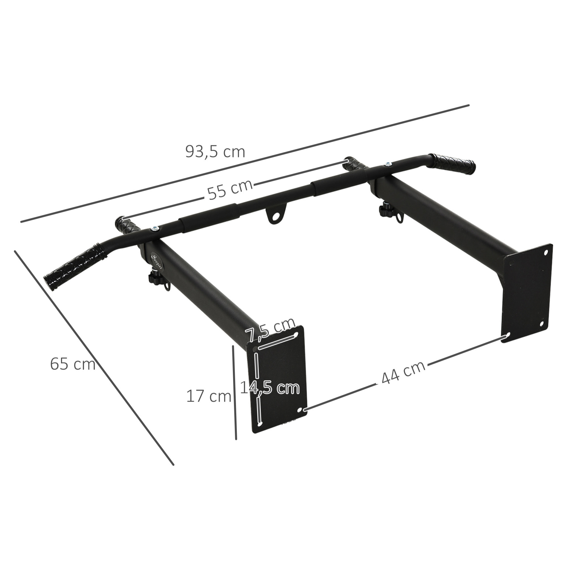 Barra de Musculación para Pared Acero 98x64x18cm Negro