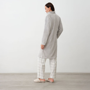 Bata polar capucha Yanu color gris Poliéster