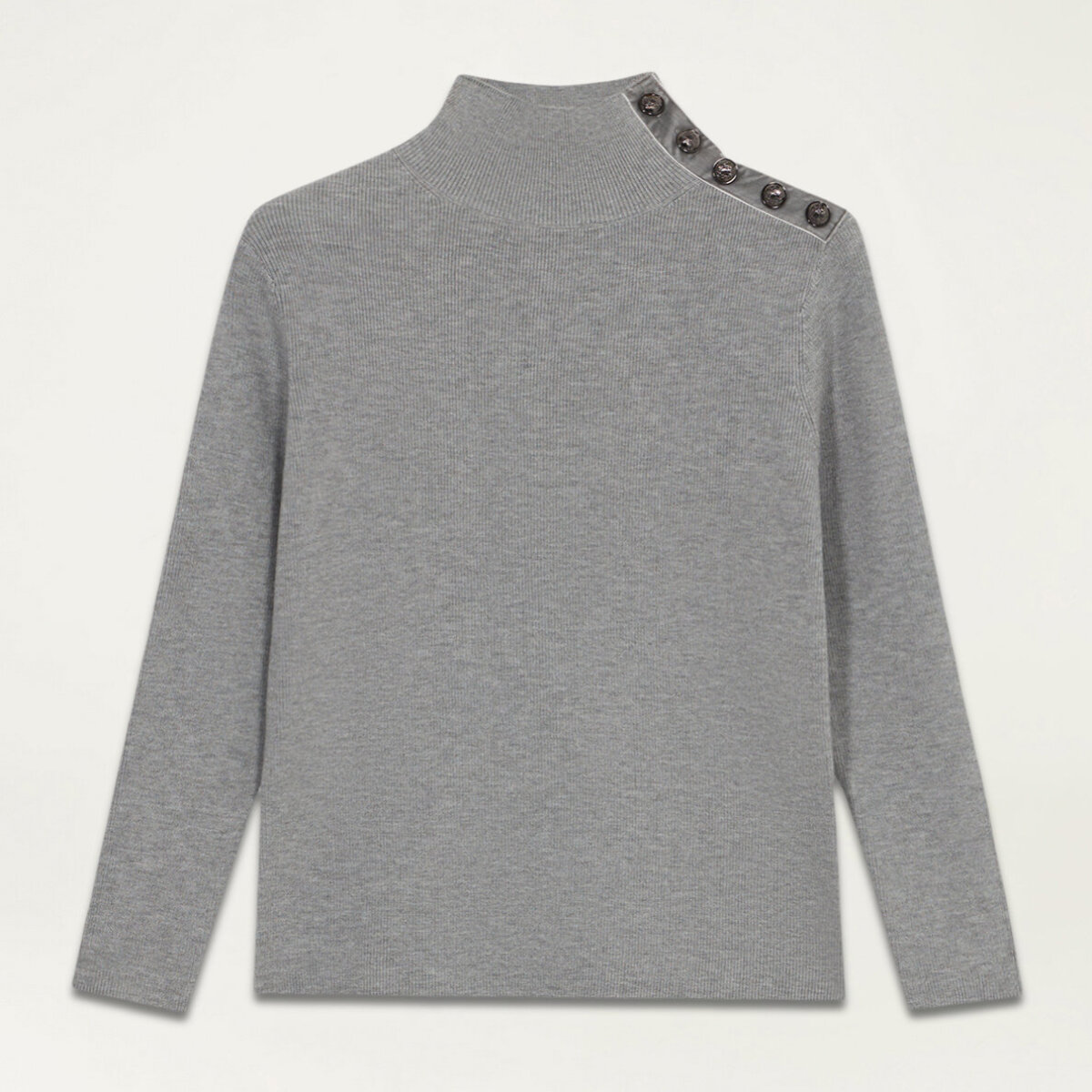 Oltre - Jersey de cuello alto con detalle de botones - Gris