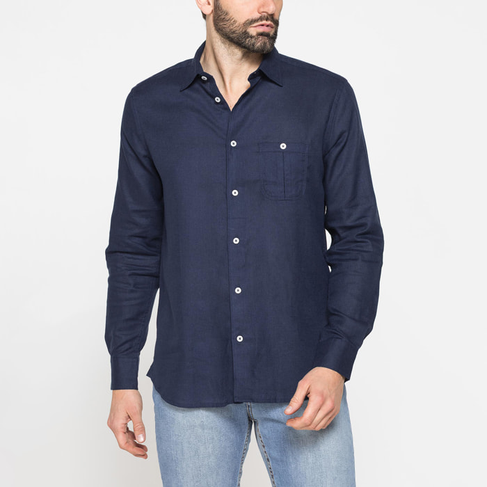 CAMICIA IN LINO E LYOCELL A MANICA LUNGA DA UOMO