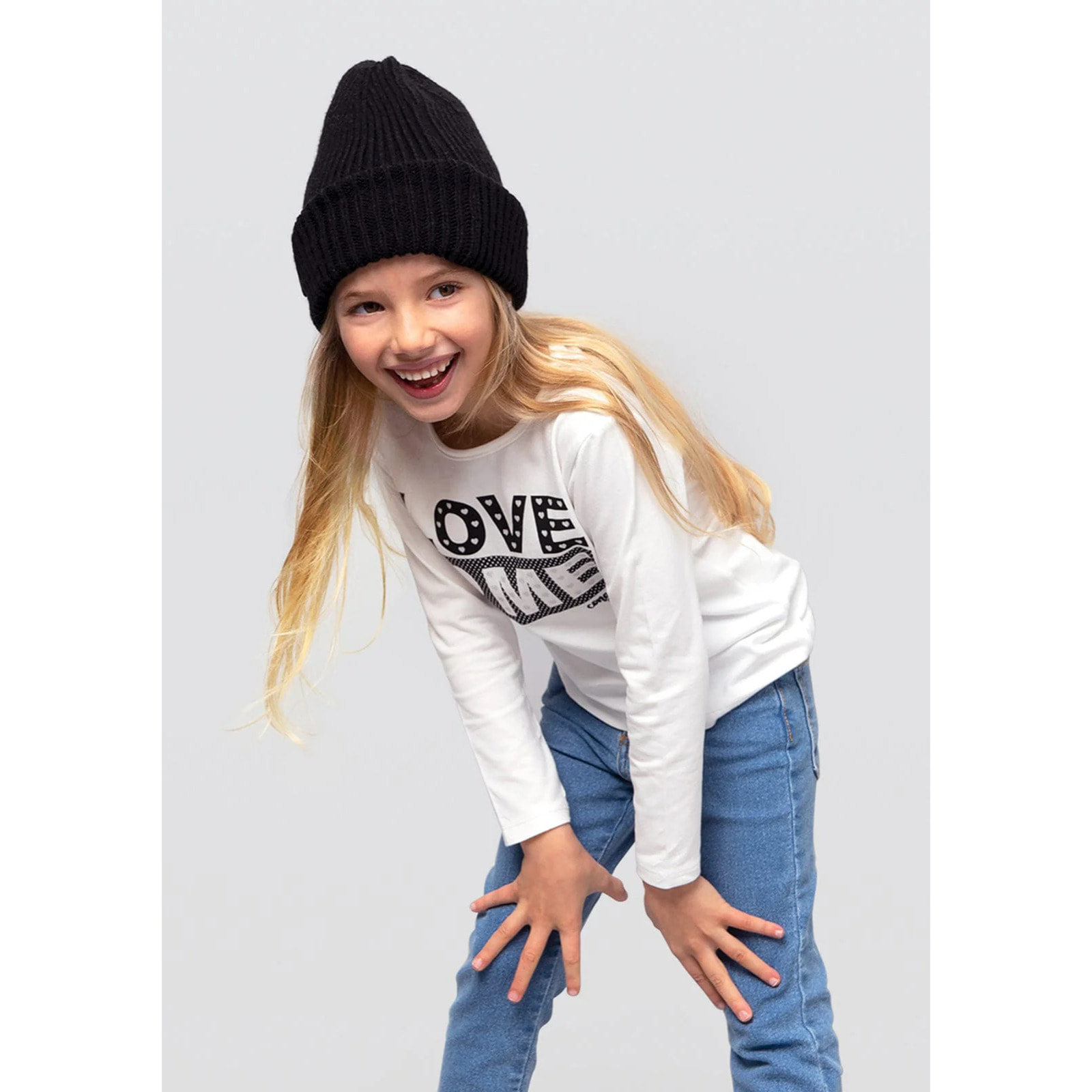 Maglietta bianca da bambina con scritta "Love Me" e luci