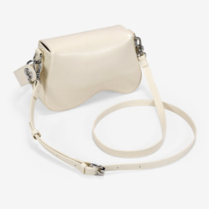 Bolso de hombro beige con solapa