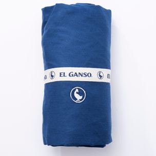 Sábana bajera (90x200+30cm solapa) 100%algodón 180tc color azul marino logo bordado el ganso