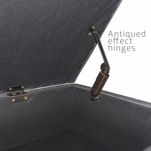 ISTANBUL - Cassapanca ottomana con contenitore da 42L. Panca fondoletto pouf in tessuto con seduta imbottita e piedi in legno di pino