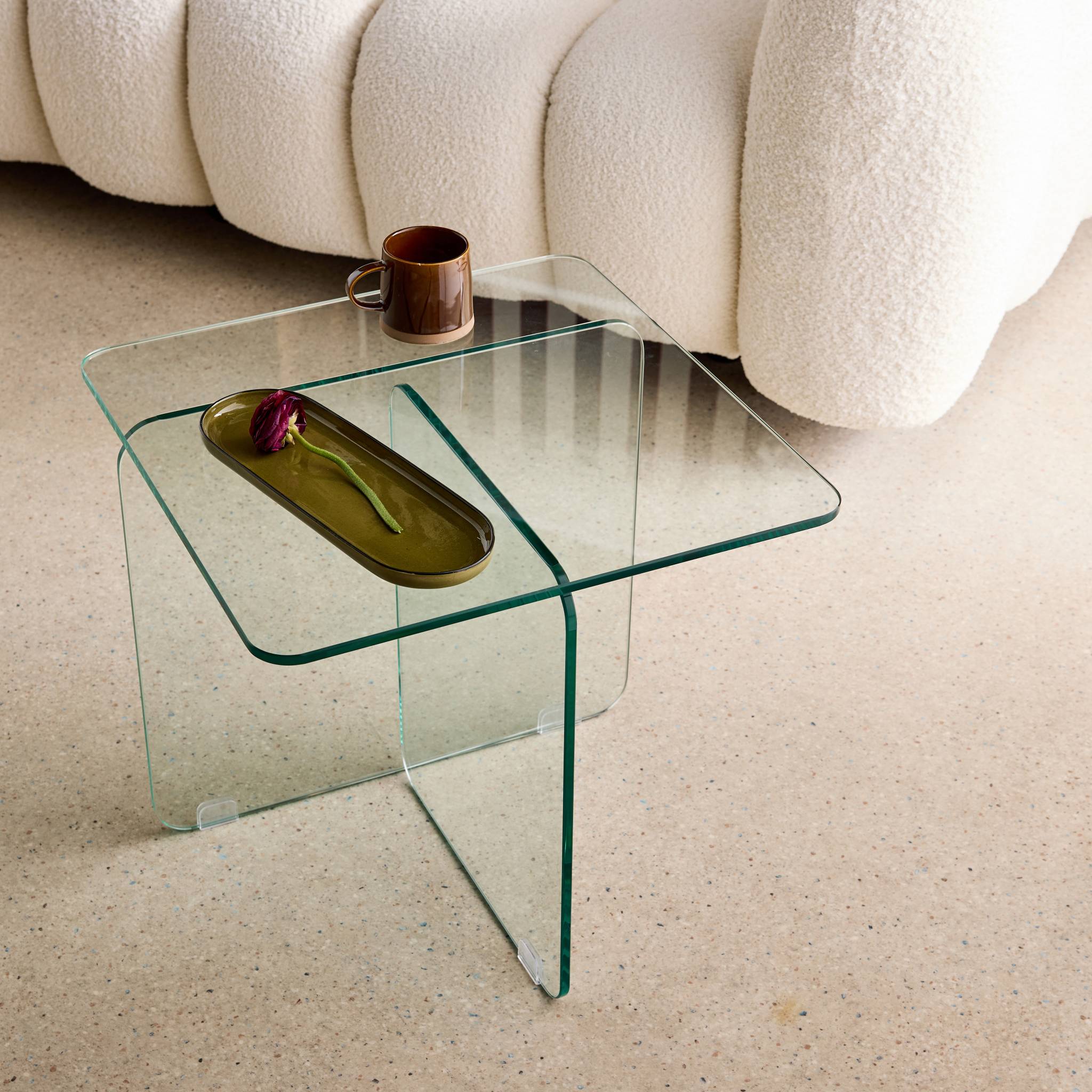 Table basse carrée verre trempé GLINTZ