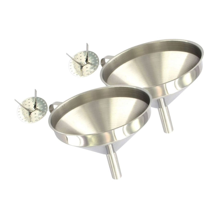 Ensemble de 2 Entonnoirs de cuisine inox avec grille pour impuretés 14 cm Fackelmann