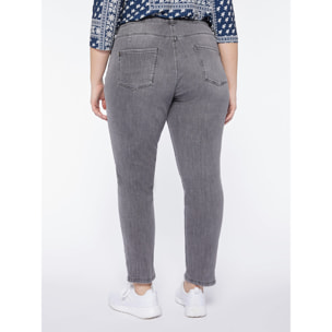 Fiorella Rubino - Vaqueros slim girlfit con rotos y lentejuelas - Gris