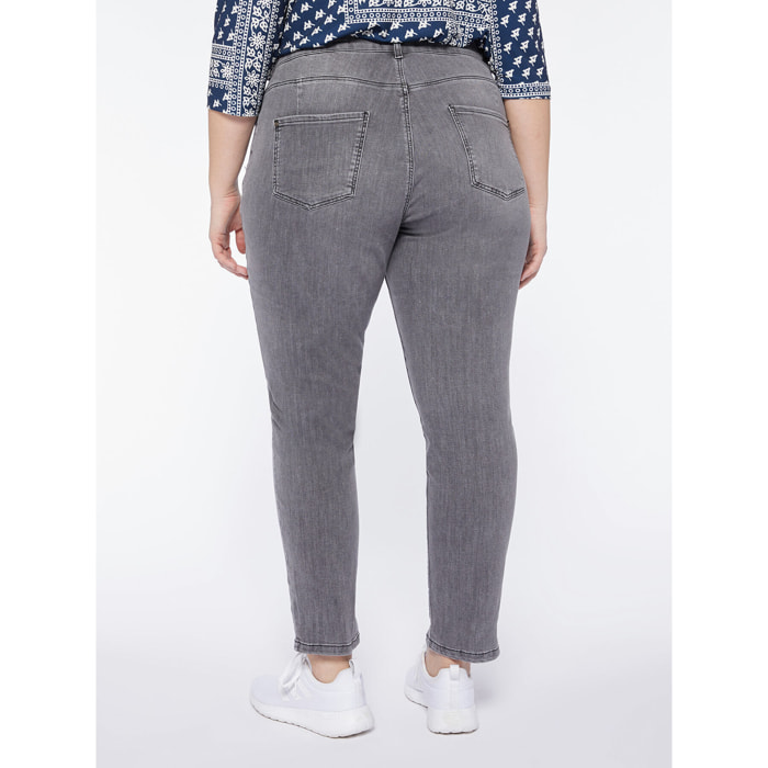 Fiorella Rubino - Vaqueros slim girlfit con rotos y lentejuelas - Gris