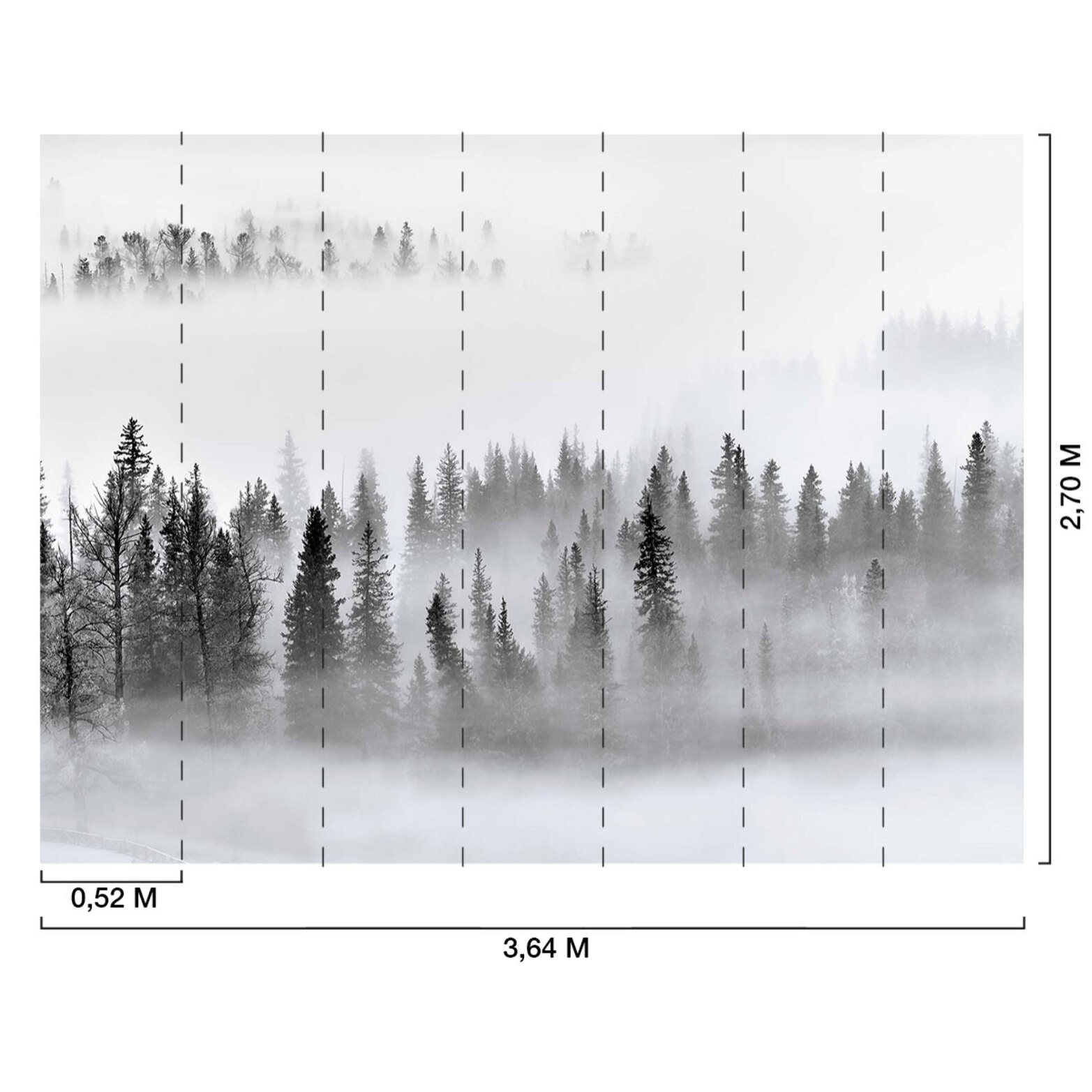 Papier peint panoramique foret dans le brouillard Intissé