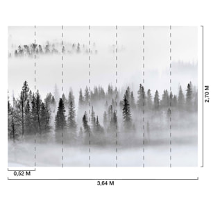 Papier peint panoramique foret dans le brouillard Intissé