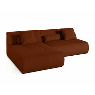 Onyx - canapé modulable d'angle réversible 4 places - en velours côtelé - Terracotta