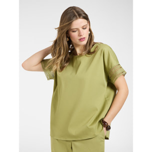 Elena Mirò - Blusa con bordes de encaje - Verde claro