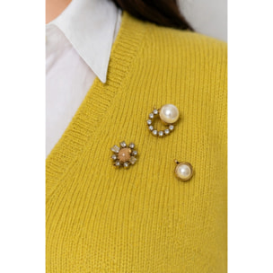 Kocca - Gilet in maglia di viscosa con bottoni e spille decorative Donna
