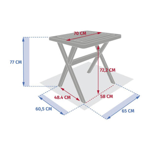 Table de jardin 2 places Xenia eucalyptus 70x70cm