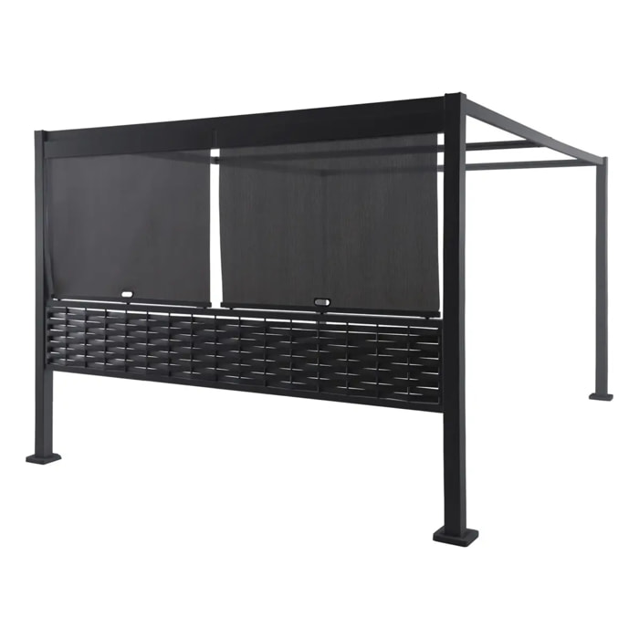 Kit de stores pour tonnelle "Zalya" graphite 3m - 2 stores + 2 demi-panneaux décoratifs
