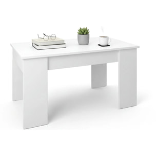 Mesa de centro elevable con almacenaje en blanco artik 90x43-53 cm Norak Blanco Artik (Blanco Mate)