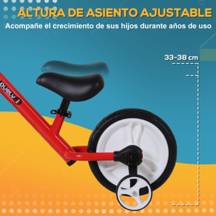 Bicicleta de Equilibrio con Pedales Ruedas Entrenamiento Rojo