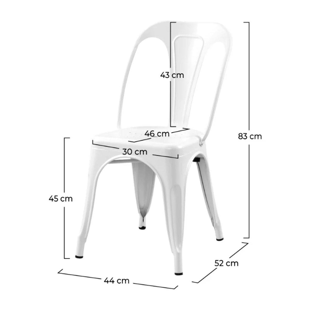 Lot de 2 chaises en métal blanc mat - Indus