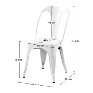 Lot de 2 chaises en métal blanc mat - Indus
