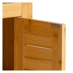 Mobiletto bagno in legno di bamboo con 1 anta e 3 ripiani 66x33x87 cm