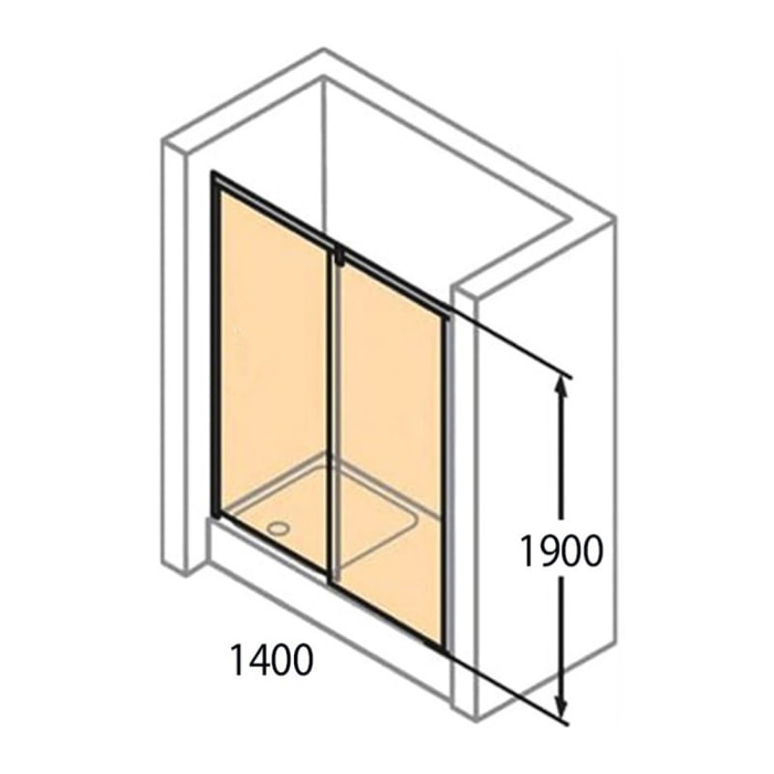 Next - Porte de douche 140 cm en verre transparent avec porte coulissante + Profilés chromés mat (140404.069.322)