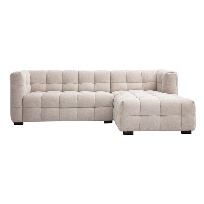 Canapé d'angle droit design 3 places en tissu effet velours texturé beige CORTO