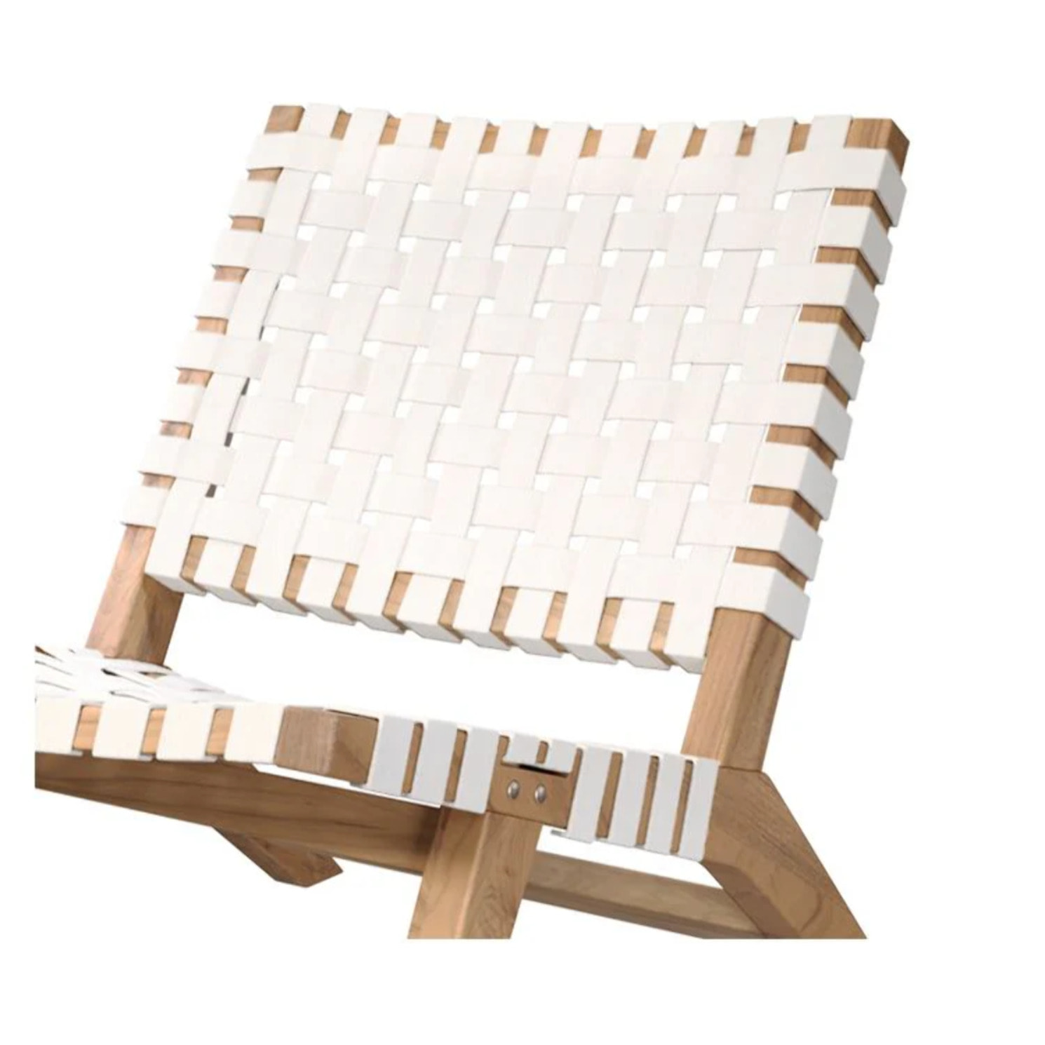 Fauteuil de jardin en teck et sangles en tissu blanc - Tao