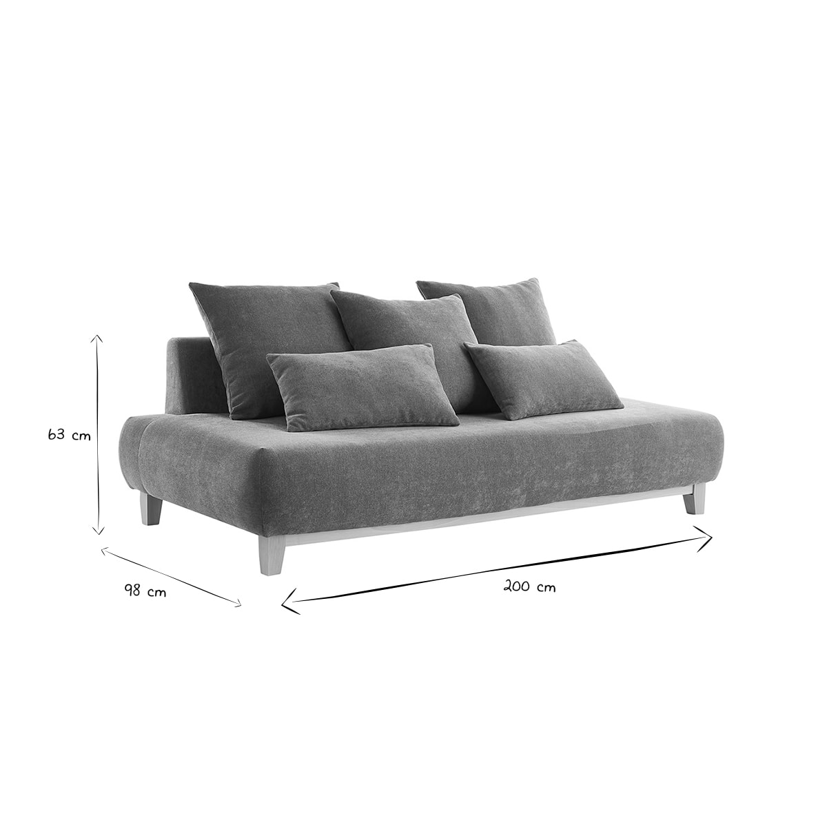 Canapé 3 places en tissu effet velours texturé terre brûlée et bois clair L200 cm ODEON
