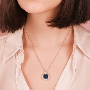 Collana con Pendente in Dumortierite Blu e Pavé in Cubic Zirconia