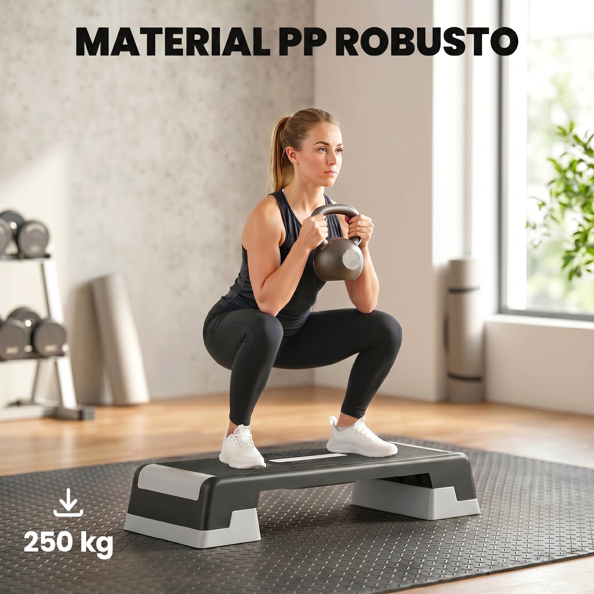 Step de Aeróbic Step para Fitness Stepper Antideslizante con Altura Ajustable de 15/20/25 cm Base Robusta Carga 250 kg para Entrenamiento en Casa Gimnasio Hombres y Mujeres Negro