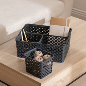 Lot de 4 paniers Folk gris