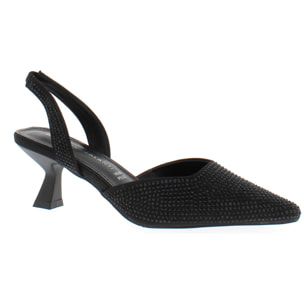 Marina Galanti Scarpe Donna Micro-strass Decollete Slingback Heeled 60 MG 1A122 Black