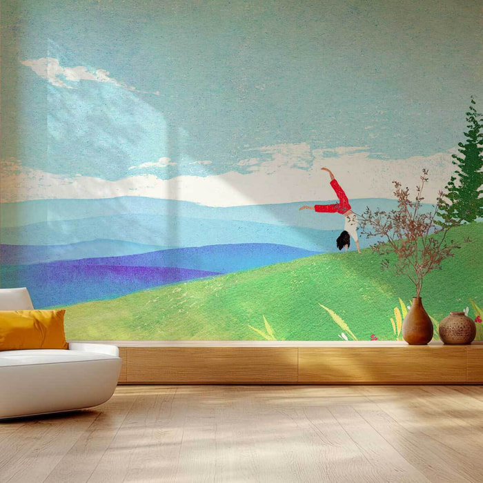 Papier peint panoramique ligne minimaliste Intissé