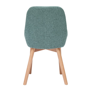 Chaises scandinaves en tissu vert de gris et bois clair massif (lot de 2) HOLO