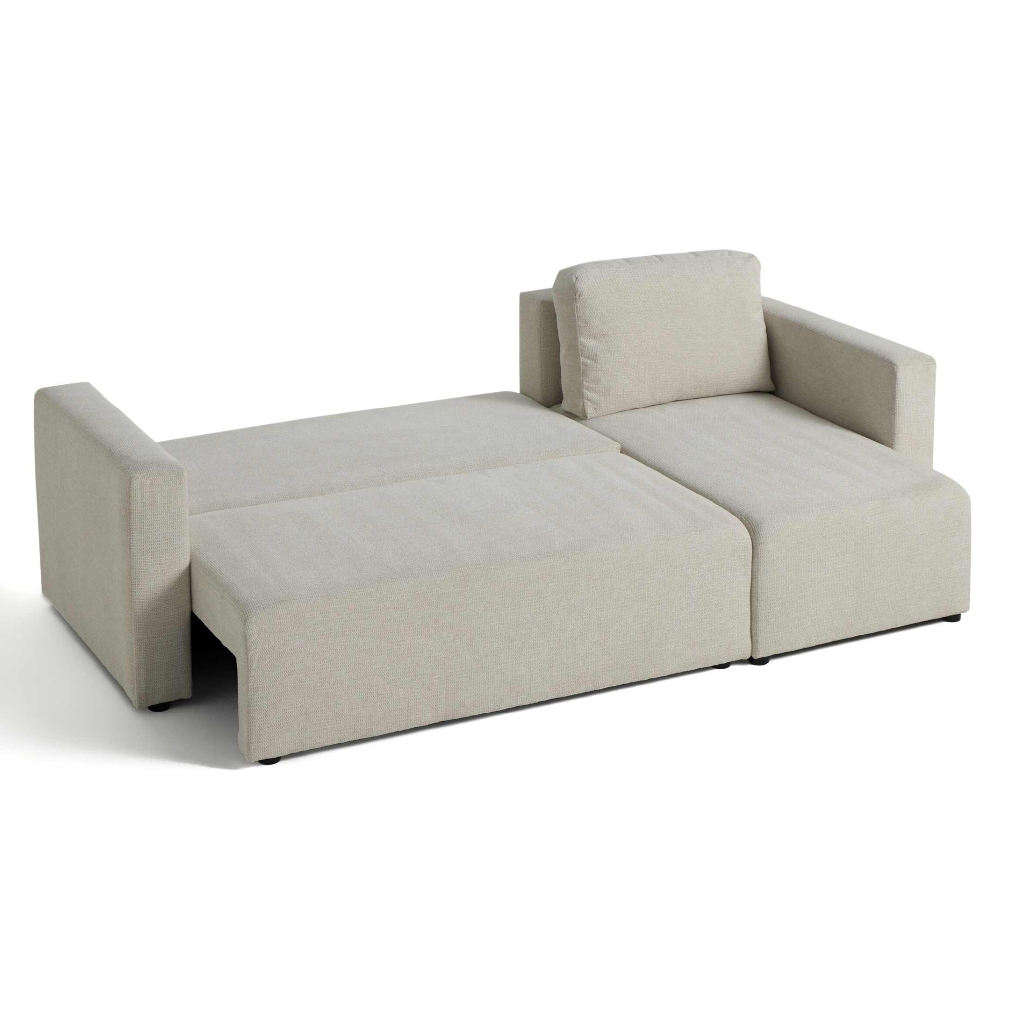 Canopy - canapé d'angle réversible - 4 places - convertible avec coffre - en tissu texturé - Beige