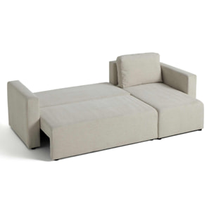Canopy - canapé d'angle réversible - 4 places - convertible avec coffre - en tissu texturé - Beige