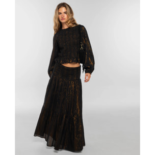 Falda con nido de abeja y fruncida de mujer