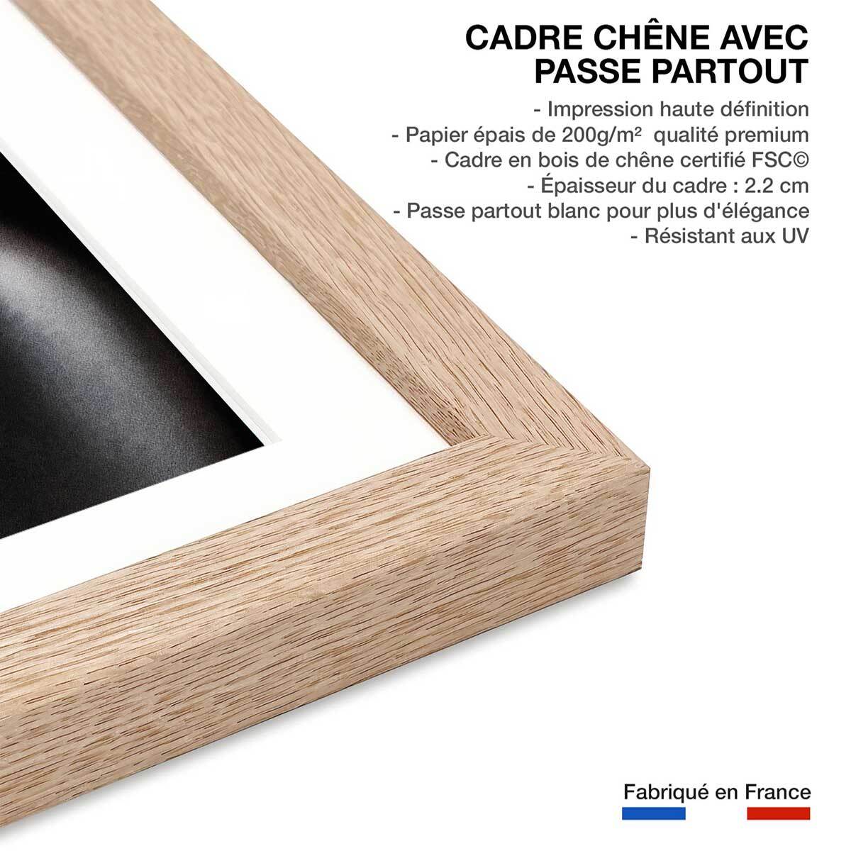 Affiche photo d'art girl turquoise Affiche + cadre en bois - Chêne