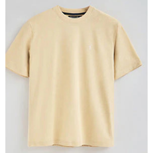 Camiseta color marfil de algodón y lino con bordado Rigby Go