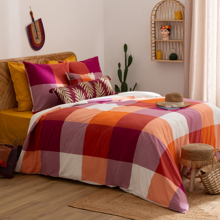 Parure de lit 3 pièces "Yucatan" coton orange 240x220cm